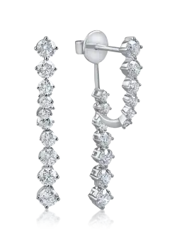 Cercei lungi din aur alb cu diamante de 2ct