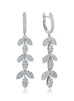 Cercei lungi din aur alb cu diamante de1.96ct