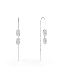 Cercei lungi din aur alb cu zirconia
