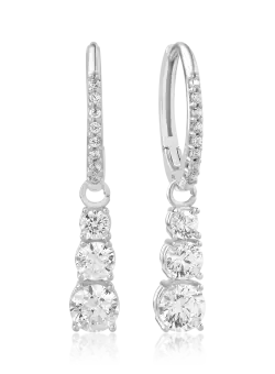 Cercei lungi din aur alb cu zirconia