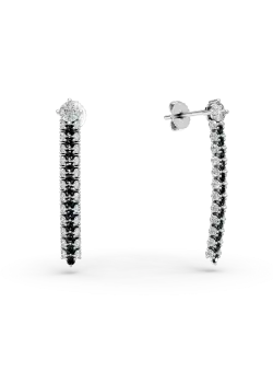 Cercei lungi din aur alb cu zirconii albe si negre