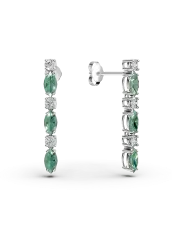 Cercei lungi din aur alb cu zirconii