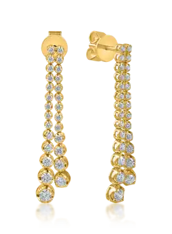 Cercei lungi din aur galben cu diamante de 1ct