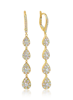 Cercei lungi din aur galben cu diamante de 2ct