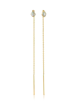 Cercei lungi din aur galben cu zirconia
