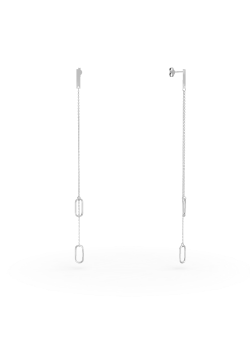 Cercei lungi geometrici din aur alb