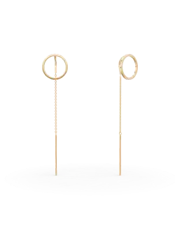 Cercei lungi geometrici din aur galben