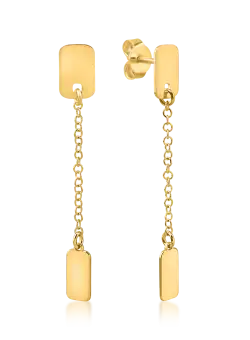 Cercei lungi geometrici din aur galben