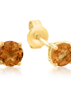 Cercei minimalisti din aur galben cu citrine de 1ct