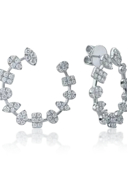 Cercei on ear din aur alb cu diamante de 1.1ct