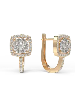 Cercei on-ear din aur galben cu diamante de 0.5ct