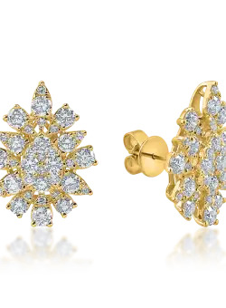 Cercei on ear din aur galben cu diamante de 2.4ct