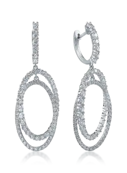 Cercei ovali din aur alb cu diamante de 2.8ct