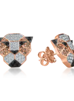 Cercei pantere din aur roz cu diamante de 1ct