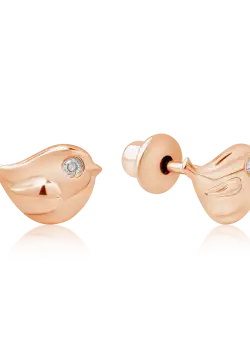 Cercei pentru copii din aur roz de 14K cu diamante de 0.012ct