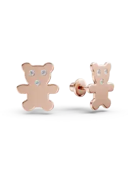 Cercei pentru copii din aur roz de 14K