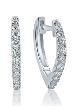 Cercei rotunzi din aur alb cu diamante de 0.36ct