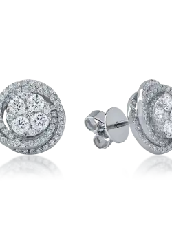 Cercei rotunzi din aur alb cu diamante de 1.16ct