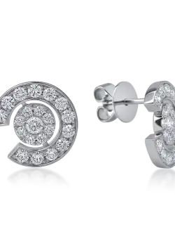 Cercei rotunzi din aur alb cu diamante de 2ct