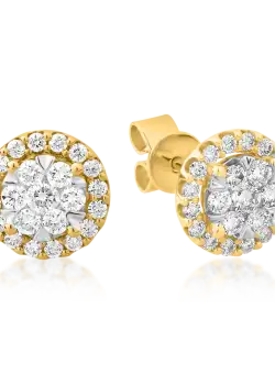 Cercei rotunzi din aur galben cu diamante de 0.5ct