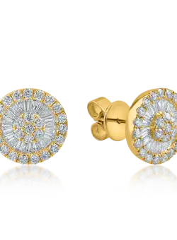 Cercei rotunzi din aur galben cu diamante de 1ct