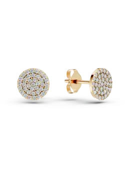 Cercei rotunzi din aur galben cu zirconii microsetting