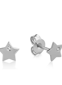 Cercei stelute din aur alb de 14K