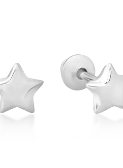Cercei stelute pentru copii din aur alb de 14K