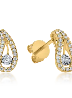 Cercei stud din aur galben cu diamante de 0.18ct
