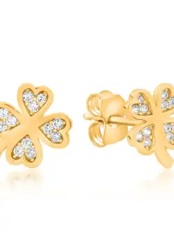 Cercei trifoi din aur galben de 14K