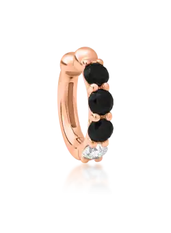 Cercel din aur roz de 18K cu diamante negre de 0.38ct si diamant transparent de 0.1ct