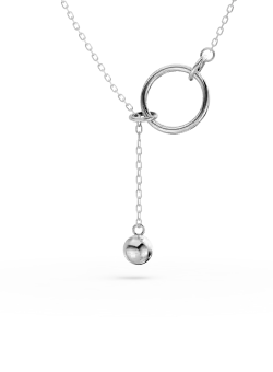 Colier asimetric cu cerc din aur alb de 14K