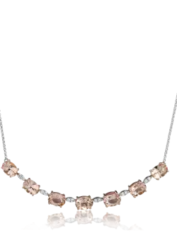Colier din aur alb de 18K cu morganite de 4.7ct si diamante de 0.17ct