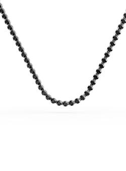 Colier tennis din aur alb cu zirconii negre