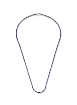 Colier tennis din aur alb de 18K cu safire de 5.8ct