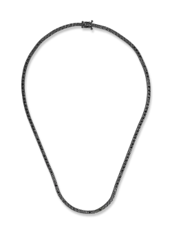Colier tennis din aur negru cu diamante negre de 2ct