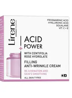 Crema Lirene Acid Power pentru netezirea si intinerirea tenului, cu efect de umplere a ridurilor, cu hidrolat din trandafir, 50ml