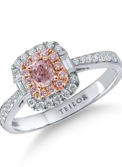 Inel clasic din aur alb-roz cu diamante roz si incolore de 1ct