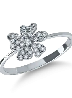 Inel cu floare din aur alb