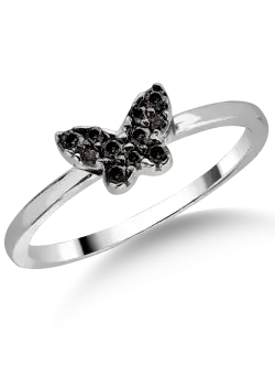 Inel cu fluture din aur alb de 14K