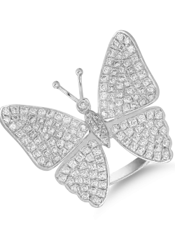 Inel cu fluture din aur alb de 18K cu diamante de 1.4ct