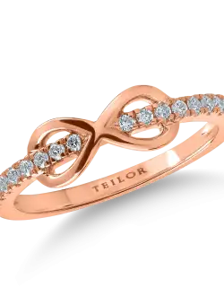 Inel cu infinit din aur roz cu diamante de 0.1ct