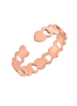 Inel cu inimioare din aur roz de 14K