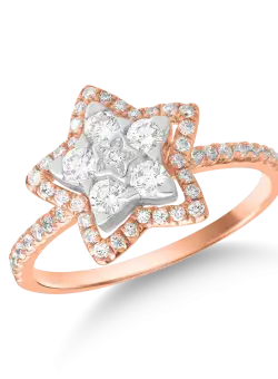 Inel cu stea din aur roz de 18K cu diamante de 0.6ct