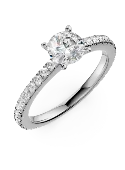 Inel de logodna din aur alb cu diamant de 1ct si diamante de 0.46ct