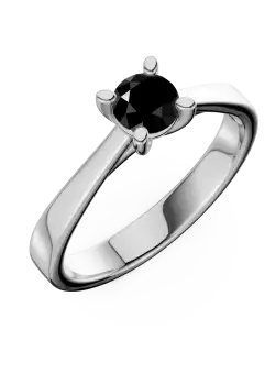 Inel de logodna din aur alb cu diamant solitaire negru de 0.4ct