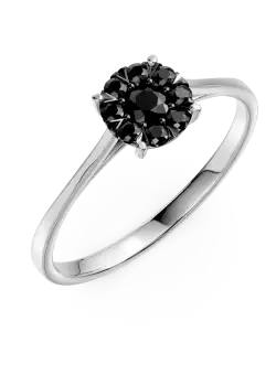 Inel de logodna din aur alb cu diamante negre de 0.3ct