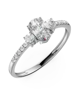 Inel de logodna din aur alb cu zirconia microsetting