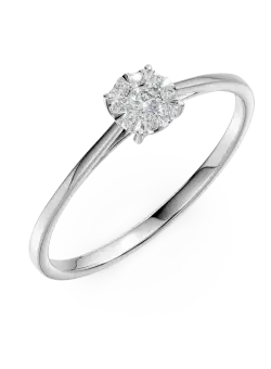 Inel de logodna din aur alb de 14K cu diamante de 0.10ct