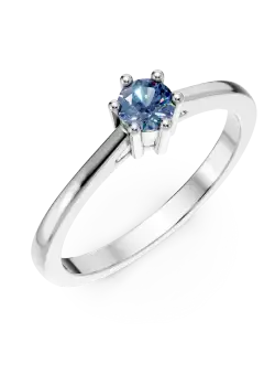 Inel de logodna din aur alb de 18K cu diamant albastru de 0.4ct